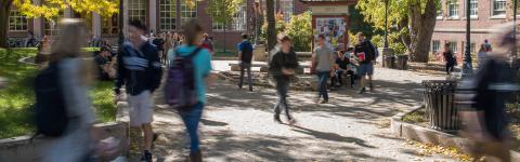 students in Murkland courtyard